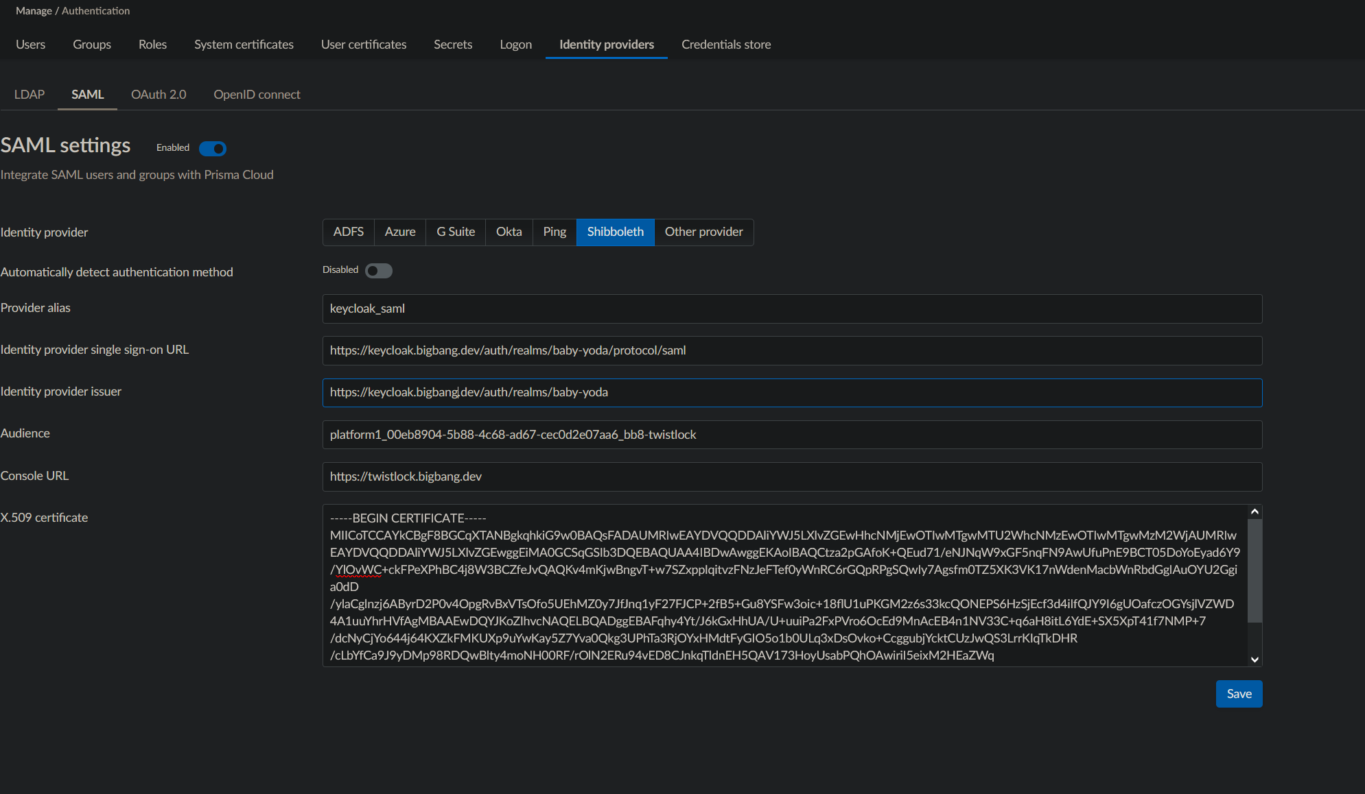 SAML Configuration