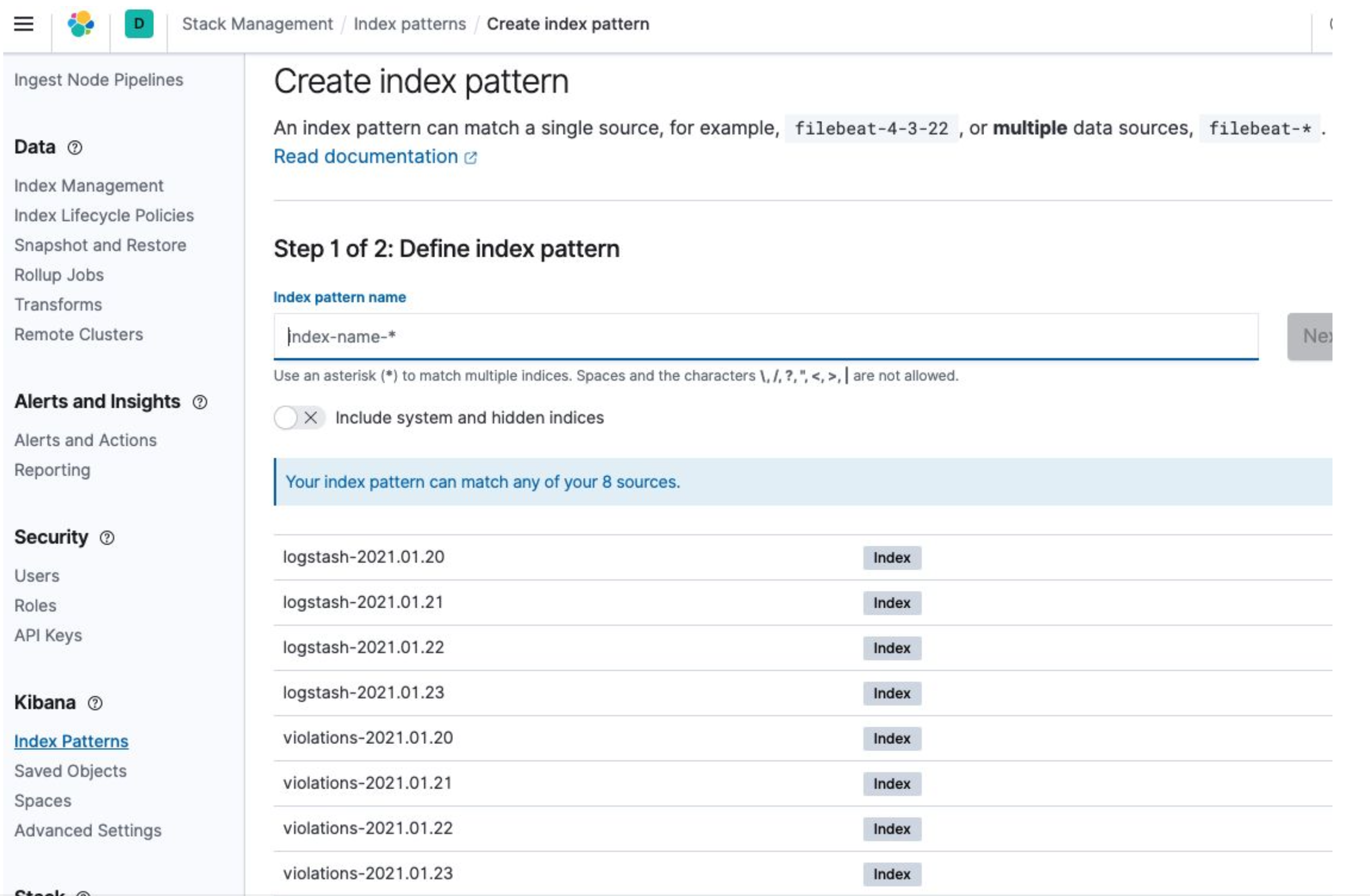 Kibana Index Pattern