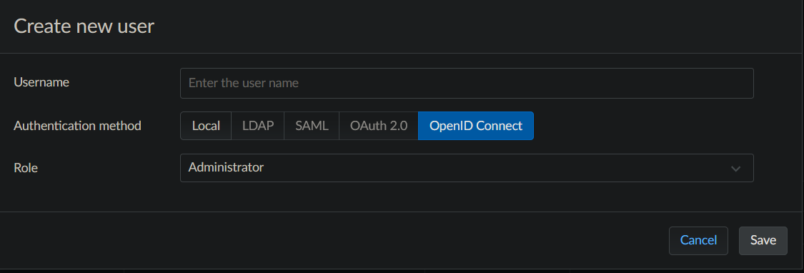 Create New OIDC User